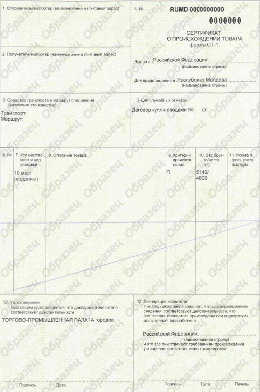 Сертификат происхождения товара