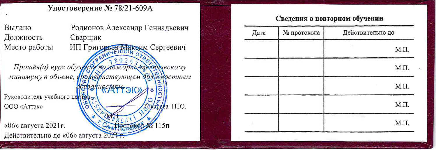Пожарно технический минимум срок